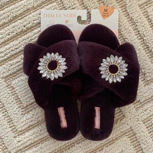 Thalia Sodi Chic Purple Slippers with Rhinestone Accent